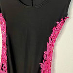 Symphony Black Dress Pink Open Cutout Stitch Sides Bodycon Mini Dress Size Small Photo 3