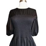 LA LIGNE Blanca Black Dress Maxi Short Puff Sleeves Smocked Waist Stretch XS EUC Photo 7