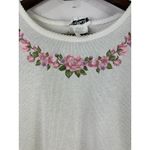 Bonworth Knit Top M White Pink Floral Embroidered Cottage Preppy Modest Grandma Photo 4