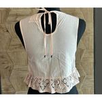 Urban Outfitters Tank Top Sz XS Light Pink Lace Crochet Ruffle Hem Photo 2