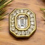 Swavorski VINTAGE S.A.L. Clip-On Earring | Bold Gold Tone Rhinestone Statement Jewelry Photo 0