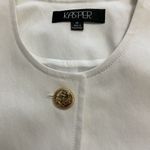 Kasper  cotton stretch white denim gold button Jacket Size 14 Catalina  Brand New Photo 1