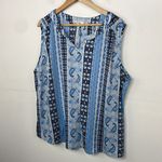 Cure Boho V neck Paisley print sleeveless top 3X Blue Photo 2