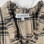 Heartloom Womens Blouse Beige Navy Blue Black Small Plaid Flannel Long Sleeve Photo 2