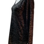 Catherine Malandrino Black & Gray Print Soft Long Sleeve V-Neck Women's Shirt XL Photo 1