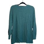 EXPRESS Teal Crew Neck Tight Knit Oversized Sweater Photo 4