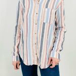 Anthropologie maeve coastal cowgirl boho striped button down blouse top pastel M Photo 4