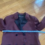 ZARA  Women’s Tuxedo Double Breasted Blazer Jacket Cabernet Burgundy Sz Large Photo 10