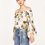 ZARA  Floral Balloon Sleeve Off-Shoulder Bodysuit Top Photo 1