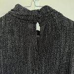 ZARA  Black Silver Metallic Sparkle Ruched Bodycon Mini‎ Dress Mock Neck M Photo 5