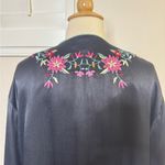 Free People  Satin Embroidered Flower Kimono Photo 3