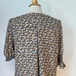 Alex & Lili V-Neck 3/4 Sleeve White Yellow and Black Short Sleeve  Blouse Photo 3