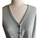 Sky And Sparrow TILLYS--WAFFLE KNIT TOP-SIZE SMALL Green waffle knit top, long sleeves, button front, ties at waist, oversized, excellent condition, size small Measurements: Bust: armpit to armpit 24-27 inches Length: shoulder seam to bottom Front: 20 inches Back: 23 inches Photo 1