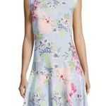 Nicole Miller Light Blue Floral Sleeveless Swing Drop Waist Dress Size 6 Photo 0