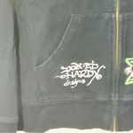 Ed Hardy  Black Love Kills Slowly Tattoo Print Full Zip Hooded Sweatshirt Large Photo 1