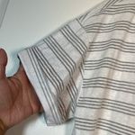 Talbots  Linen Blend White Silver Cuff Sleeve Round Neck Shirt Large EUC #0928-AZ Photo 2