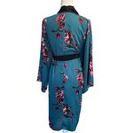 Soprano  Floral Kimono Robe Teal/Pink/Black Sash Size Large Boho Festival Photo 1