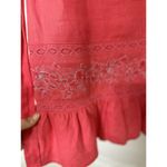 Old Navy VTG  Red Coral Linen Cotton Floral Embroidered Dress Size 6 Beachy Boho Photo 13
