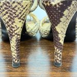 Lauren Ralph Lauren Kadie 4” snake skin ankle wrap heel size 7 1/2 Yellow Photo 7