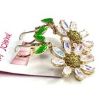 Betsey Johnson  Iridescent Stone FLOWER EARRINGS 2.5" Dangle Drop Daisy Flowers Photo 2