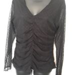AUW  black ruched long sleeve blouse Photo 1