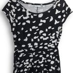 New York And Company Black White Leaf Print Polka Dot Short Sleeve Mini Dress Photo 1