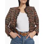 L'Agence  Angelina Gold black Tweed Plaid Jacket fringe trim size 18 Photo 2