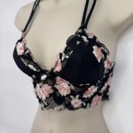 PINK Romantic Floral Lace‎ Bralette Black Pink Lined Padded Bra Top Womens XS Photo 2
