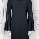 MSK Chiffon Bell Sleeve Jersey Sheath Dress Black Small Gothic Bewitched Boho Photo 0