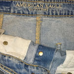 American Eagle Outfitters Light Wash Button Down Distressed Denim Skirt Size 0 Photo 2