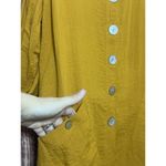 John Mark  Yellow Tunic Top Blouse M 3/4 Sleeve Lagenlook Buttons Photo 3