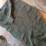 SheIn  Women’s Batwing Hollow Knit Pullover Shawl Sweater in Military Green Sz S Photo 4