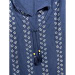 J Jill Dress M Blue Embroidered Tassel Neck Boho Tunic Peasant Floral Size M Photo 3