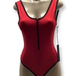 Alexis Ren Size Medium Tiger Eye One Piece Thong Bodysuit. New With Tags Red Photo 0