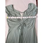 Rolla Coster Sage Green Mini Dress Ruched Drawstring Babydoll Neckline Medium Photo 3
