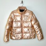 J.Crew Rose Gold Metallic Puffer Jacket Size M Photo 3