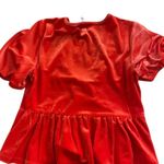Bar III Womens Babydoll Velour Top V Neck Y2K Romantic Puff Sleeve Sz S NWT Photo 3