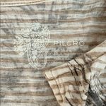 Pilcro Anthropologie Short Sleeve Boxy Striped Floral Tee Shirt XS Tan Photo 2