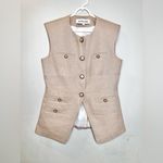Veronica Beard  Tamara Linen Blend Vest Sandalwood Melange Size 8 Photo 3