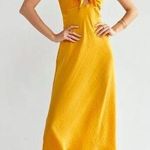 Tara Tie Front Satin Midi Dress Yellow Photo 0