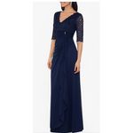 Betsy and Adam  Women's Lace-Top Waterfall-Detail Gown Size 14W Photo 7