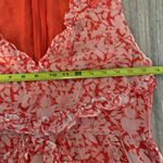 Banjanan Gizela Floral Tiered Ruffle Maxi Dress V Neck Large Poppy Red White Photo 4