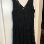 Free People sheer black floral lace mini dress with a beaded v-neck Photo 2