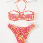 SheIn Floral Print Smocked Halter Bikini Photo 2