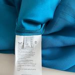 Alberta Ferretti Turquoise Crepe Lace Bell Cuff Long Sleeve Shift Dress Size 6 Blue Photo 8