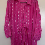 Beach Bunny  Women's Tie Front Coverup in Hot Pink/Silver Size XS Photo 0