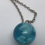 Fashion White Clouds Blue Sky Resin Ball Pendant with 23" Necklace Women Jewelry Photo 4