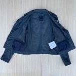 Mauritius Freepy perforated dark teal navy blue leather jacket size US 6 S small Photo 7