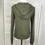 Heart & Hips Hooded Long Sleeve T-Shirt with Laced Neckline Olive Green-Small Photo 1