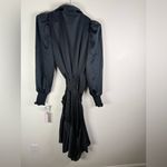 Rachel Parcell Black Satin Wrap Style Midi Dress with Puff Sleeves Photo 3